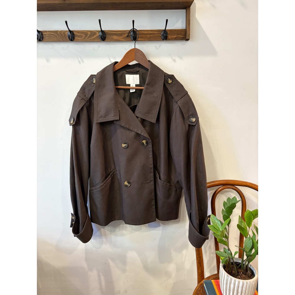 H&M Brown Double Breasted Short Trench Jacket
